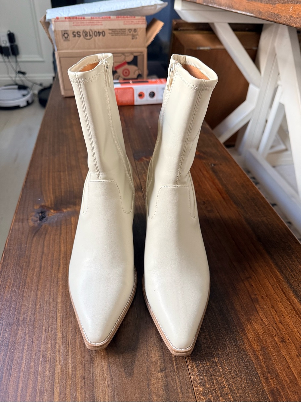 Universal Thread Cream Pointed Toe Mid-Calf Boots